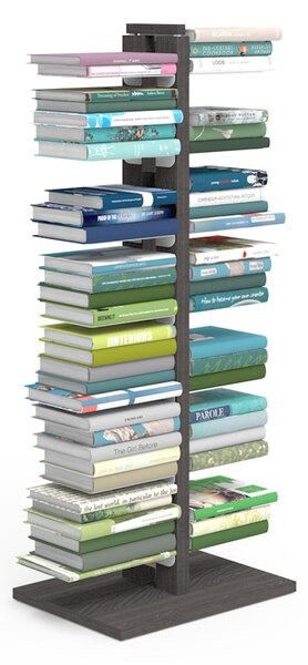 Libreria verticale a colonna DOPPIA ZIA BICE 42x30xh 105 cm con struttura I in legno massello di faggio evaporato colore Nero Mensole in acciaio smaltato