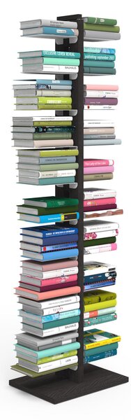 Libreria verticale a colonna DOPPIA ZIA BICE 42x30xh 155 cm con struttura I in legno massello di faggio evaporato colore Nero Mensole in acciaio smaltato