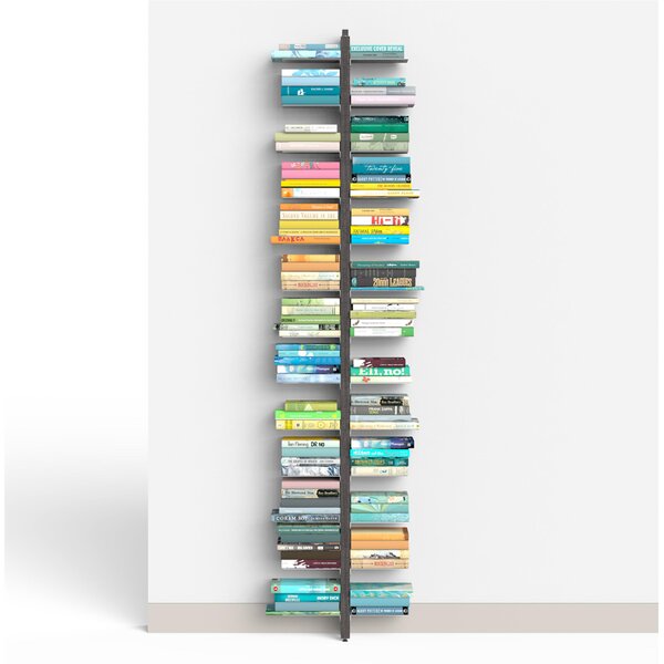 Libreria verticale DOPPIA Fissaggio a parete ZIA BICE 17x42xh 200 cm con struttura e bacchette in legno massello di faggiore evaporato colore NERO. Mensole in acciaio smaltato