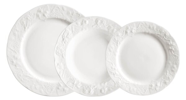 Servizio piatti 19 pezzi 6 posti tavola in porcellana con decoro Sottosmalto pi� insalatiera 25 cm Collezione Toscana lavabile in lavastoviglie colore Bianco
