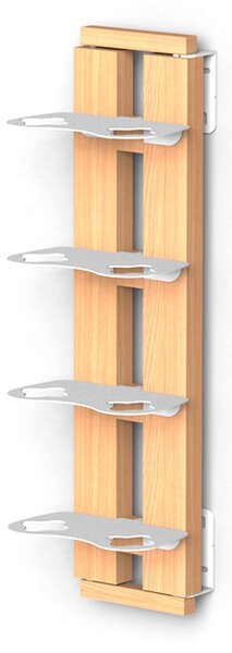 Porta Bottiglie di Vino Sospesa fissaggio a muro 17x19xh 65 cm con struttura in legno massello di faggio evaporato colore naturale. Mensole in acciaio smaltato
