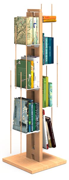 Libreria verticale a colonna ZIA VERONICA 34x34xh 105 cm con struttur e bacchette in legno massello di faggio evaporato colore naturale. Mensole in acciaio smaltato