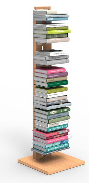 Libreria verticale a colonna ZIA ORTENSIA 34x34xh 105 cm con struttura I in legno massello di faggio evaporato colore Naturale Mensole in acciaio smaltato