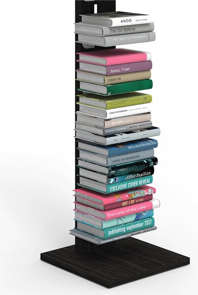 Libreria verticale a colonna ZIA ORTENSIA 34x34xh 150 cm con struttura I in legno massello di faggio evaporato colore Nero Mensole in acciaio smaltato