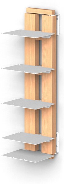Libreria verticale Fissaggio a PARETE SOSPESA ZIA ORTENZIA 20x32xh 65 cm con struttura in legno massello di faggio evaporato colore naturale. Mensole in acciaio smaltato
