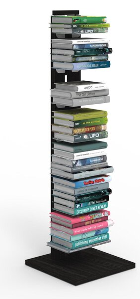 Libreria verticale a colonna ZIA ORTENSIA 34x34xh 105 cm con struttura I in legno massello di faggio evaporato colore NERO Mensole in acciaio smaltato
