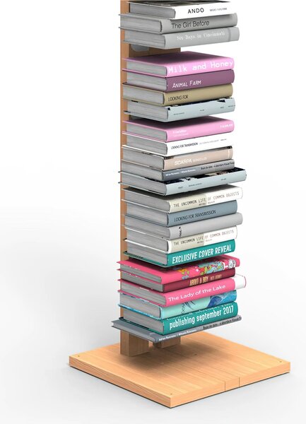 Libreria verticale a colonna ZIA ORTENSIA 34x34xh 150 cm con struttura I in legno massello di faggio evaporato colore Naturale Mensole in acciaio smaltato