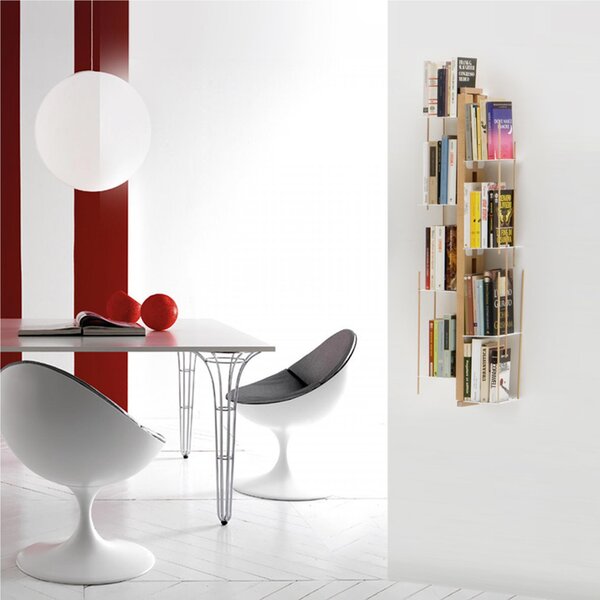 Libreria verticale Fissaggio a PARETE SOSPESA ZIA VERONICA 20x32xh 65 cm con struttura e bacchette in legno massello di faggio evaporato colore naturale. Mensole in acciaio smaltato
