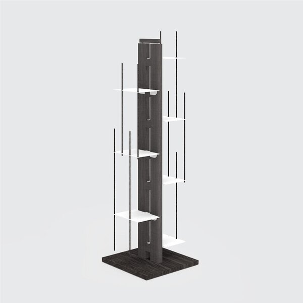 Libreria verticale a colonna ZIA VERONICA con struttura 34x34xh 105 cm e bacchette in legno massello di faggio evaporato colore NERO. Mensole in acciaio smaltato