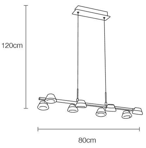 Lampada a sospensione a LED NADINE in Acciaio e VETRO OPAL 80x22xh filo 120 -10cm - 48 W- 1790 Lumen Colore CROMO