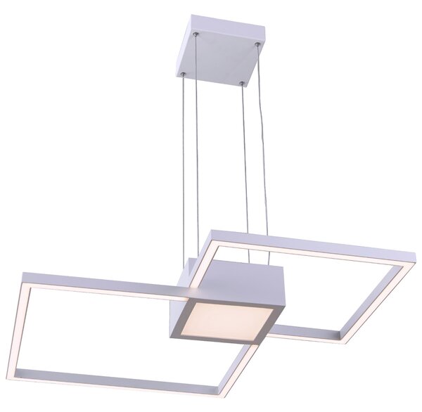 Lampada a sospensione a LED ARMONIA in acciaio e policarbonato 75x75xh120 cm - 45 W- 2750 Lumen Colore bianco