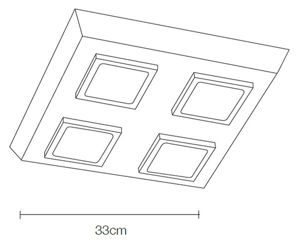 Plafoniera a LED QUATTRO, quattro luci in Alluminio e Policarbonato 33x33xh 5 cm- 24 W- 1750 Lumen finitura Colore bianco