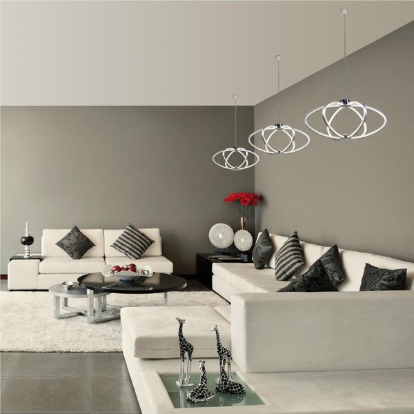 Lampada a sospensione a LED SHINE 1 in acciaio e policarbonato 40x40xh120 cm 26 W- 1700 Lumen , colore silver satinato