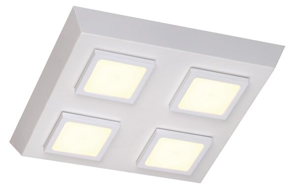 Plafoniera a LED QUATTRO, quattro luci in Alluminio e Policarbonato 33x33xh 5 cm- 24 W- 1750 Lumen finitura Colore bianco