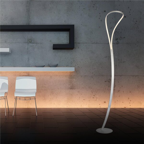 Lampada da Terra a LED SHINE T1 h166 cm in alluminio e policarbonato 26x26xh1660 cm 18 W- 1440 Lumen , colore silver satinato