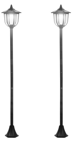 Outsunny Set 2 Lampioncini Solari da Esterno con 6 Luci LED IP44, Ø26.5 x 177cm, Nero | Aosom Italy