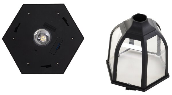 Outsunny Set 2 Lampioncini Solari da Esterno con 6 Luci LED IP44, Ø26.5 x 177cm, Nero | Aosom Italy
