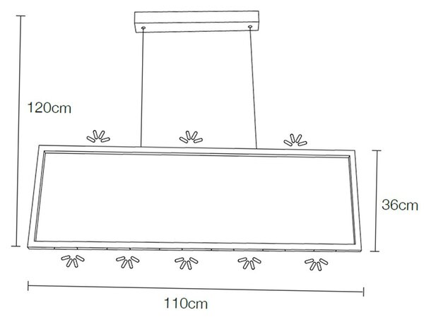Lampada A Sospensione SAPHIR in Acciaio e Policarbonato 110x60xh 1200 cm- 34 W- 2250 Luci verso il basso e verso L'alto Lumen finitura Colore bianco