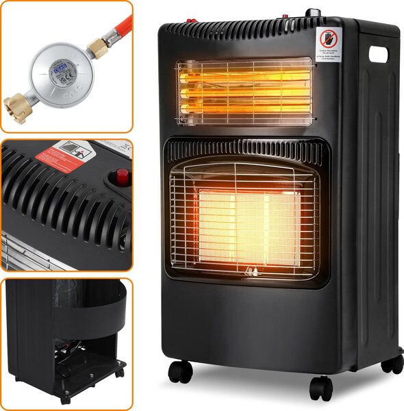 Stufa a gas a infrarossi Vigevee con riscaldamento elettrico, 4200 W + 1200 W, 3 livelli di potenza, 220–240 V, colore nero
