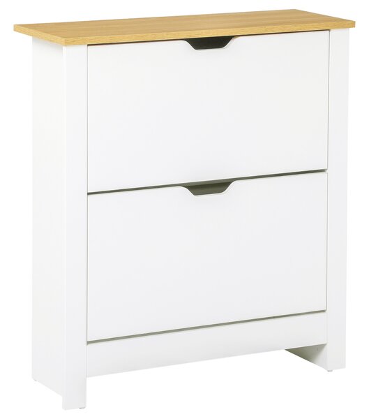 HOMCOM Scarpiera Moderna per 12 Paia Max con 2 Cassetti Regolabili e Rimovibili, in Legno, 72x26x80 cm, Bianco