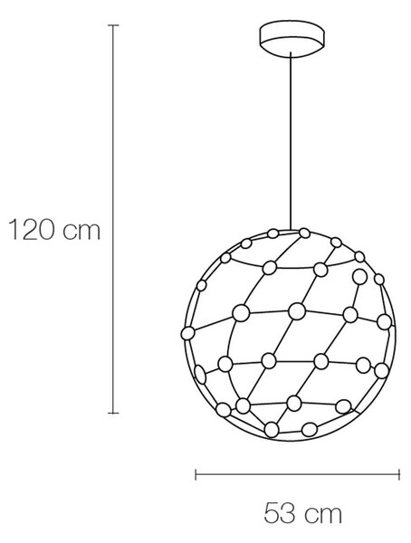 Lampada Da Soffito a LED SFERIKA in acciaio e policarbonato 53x53xh120 cm 30 W- 2125 Lumen , colore silver