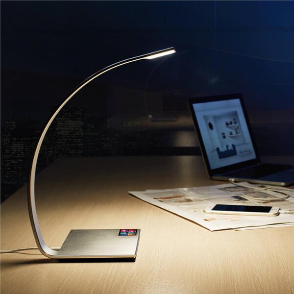 Lampada Da Tavolo a LED ARCHILUX controllo TOUCH - Alluminio e Policarbonato 35x25xh35 cm- 14 W- 1250 Lumen finitura Colore argento