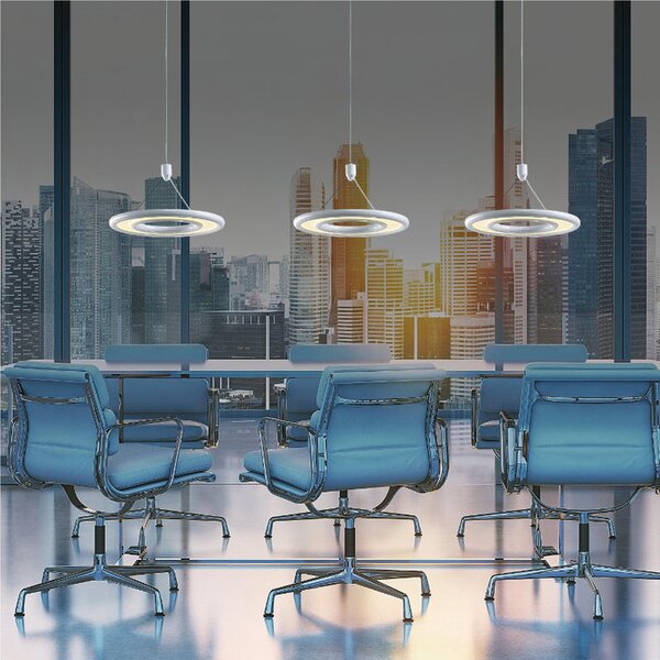 Lampada a sospensione a LED ENDURANCE in acciaio e policarbonato 30x30xh120 cm 18W- 750 Lumen Laccato Bianco