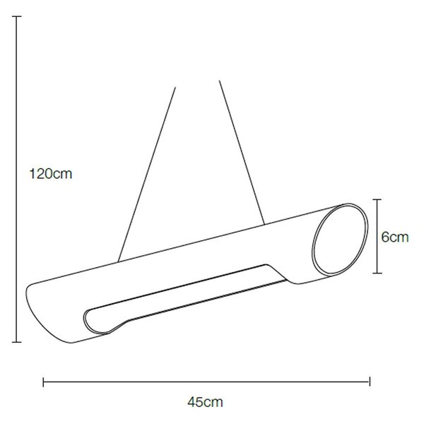 Lampada a sospensione a LED LONG in acciaio e policarbonato 45x6xh120 cm 7 W- 650 Lumen , colore nero