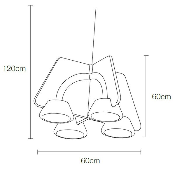Lampada a sospensione a LED TWIN in acciaio e policarbonato 60x60xh120 cm 36 W- 2250 Lumen Bianco