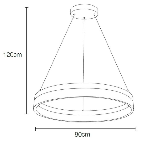 Lampada Da Soffitto a LED RING O'LITE in Alluminio e Metacrilato 80x80xh 120 cm- 41 W- 3330 Lumen Colore bianco