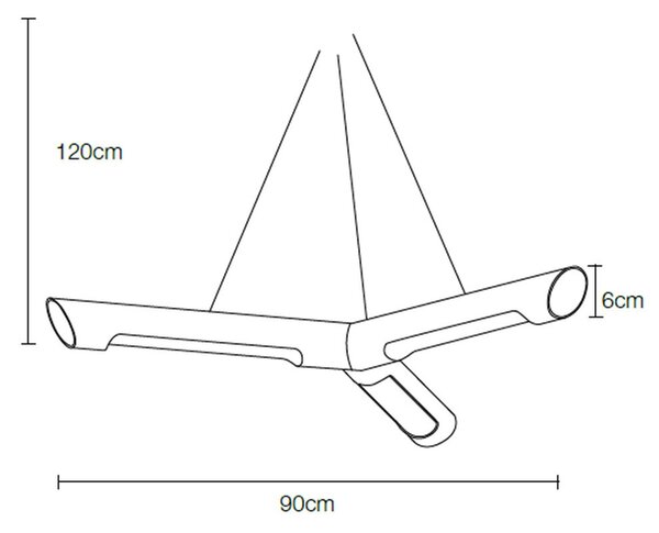 Lampada a sospensione a LED LONG in acciaio e policarbonato 90x90xh120 cm 21 W- 1950 Lumen , colore nero