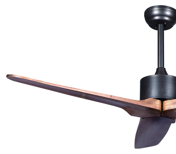 Ventilatore da soffitto acciaio e legno design ETESIAN con telecomando 1320xh305-457 max