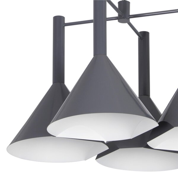 Lampada a sospensione a LED CONIKA in acciaio e policarbonato 75x75xh120 cm 13 W- 750 Lumen , grigio Bianco