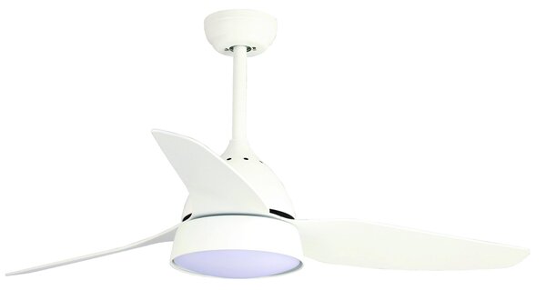 Ventilatore da soffitto acciaio e Pale in ABS design BRISA con telecomando 1320xh380-532 mm max con luce 18 W colore Bianco