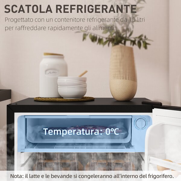 HOMCOM Frigorifero Piccolo 91L MonoPorta Reversibile con Congelatore e Temperatura Regolabile, Nero | Aosom Italy