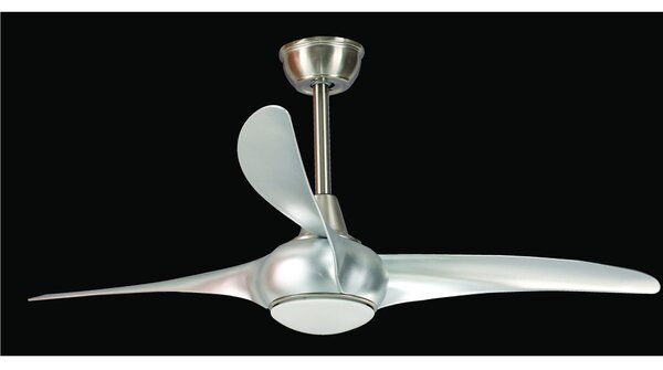 Ventilatore da soffitto acciaio e Pale in ABS design SIRICCO con telecomando 1320xh305-457 mm max con luce colore argento