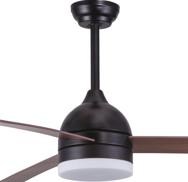 Ventilatore da soffitto acciaio e Pale in Legno design TRAMUNTANA con telecomando 1320xh360-480 mm Max con luce 24 W colore NERO