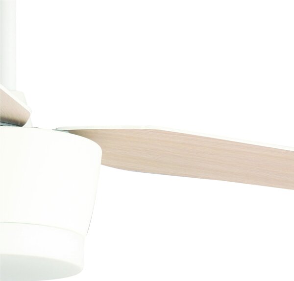 Ventilatore da soffitto acciaio e Pale in Legno design LEVANTO con telecomando 1320xh370-520 mm max con luce 18 W colore Bianco