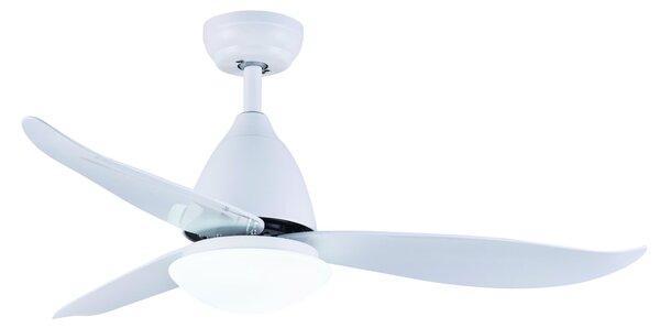 Ventilatore da soffitto acciaio e Pale in ABS design KONA con telecomando 1168xh380-500 mm max con luce 24 W colore Bianco