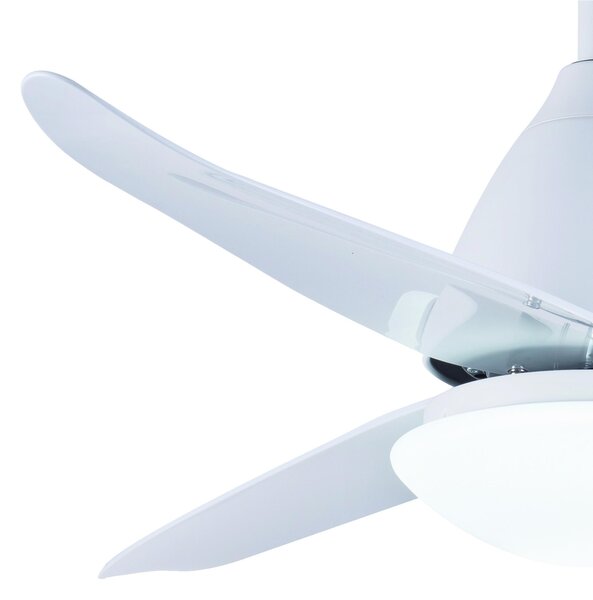 Ventilatore da soffitto acciaio e Pale in ABS design KONA con telecomando 1168xh380-500 mm max con luce 24 W colore Bianco