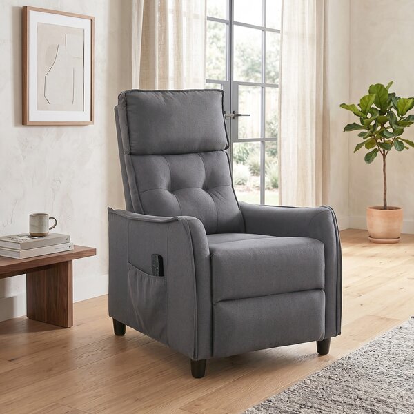 HOMCOM Poltrona Relax Reclinabile con Vibrazione Massaggiante, Imbottitura a Molle e Poggiapiedi, Effetto Lino, Grigio | Aosom Italy