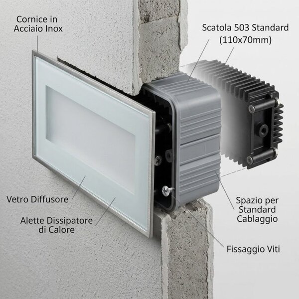 Segnapasso incasso lampadari bartalini pets glass 506 cct led ip65 metallo vetro - Lampadari Bartalini Gesso