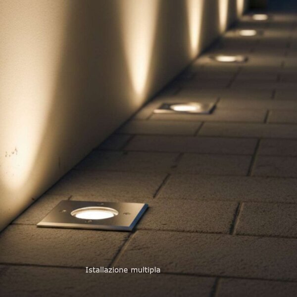 Incasso terra lampadari bartalini inran q gu10 led ip65 acciaio vetro - Lampadari Bartalini Gesso