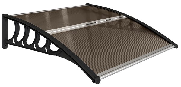 Outsunny Tettoia da Esterno in Policarbonato per Porte e Finestre con Kit Montaggio 100x100x26cm - Marrone|Aosom