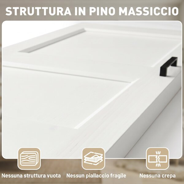 HOMCOM Porta Scorrevole Interna in Legno di Pino con Binario Silenzioso, Guida, Kit Ferramenta, Bianco | Aosom Italy