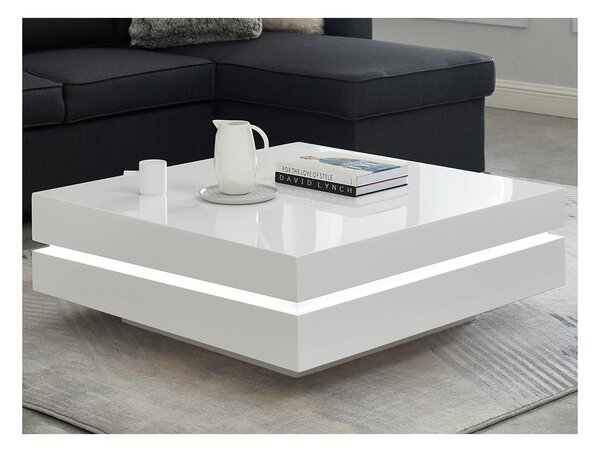Tavolino quadrato in MDF laccato bianco LED - LYESS