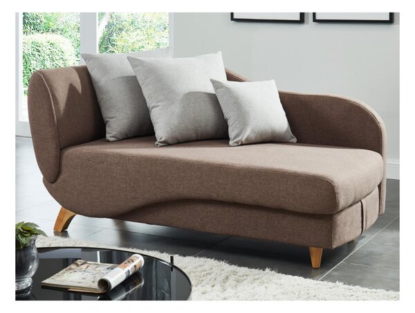 Chaise longue letto in Tessuto Marrone e cuscini grigi - NYX