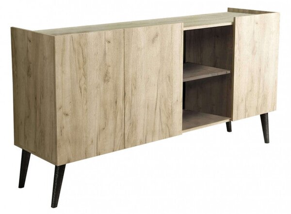 Mobile credenza da ingresso con struttura in legno e metallo con 3 cas