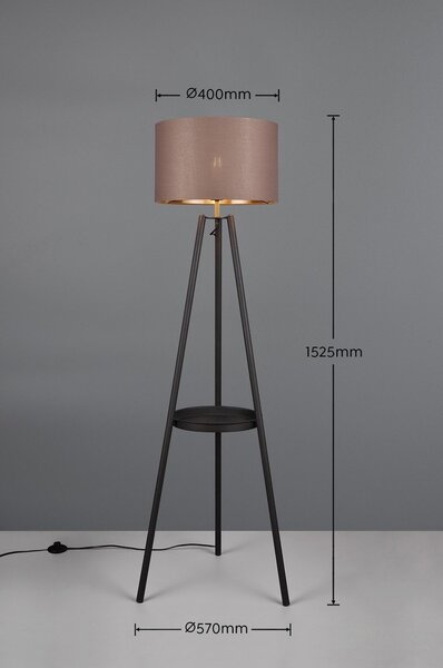 Lampada da terra nera con ripiano (altezza 152 cm) Colette - Reality