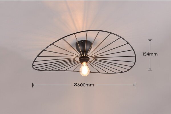 Nero opaco apparecchio da soffitto ø 60 cm Chapeau - Reality